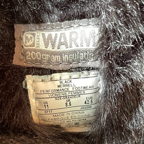 NIB Merrell Slyva Mid Lace Waterproof Black Leather Boots - Women's 11 - Picture 11 of 12